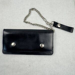 Leather Biker Chain Wallet Snap Closure Trucker Motorcycle Multi-Compartment